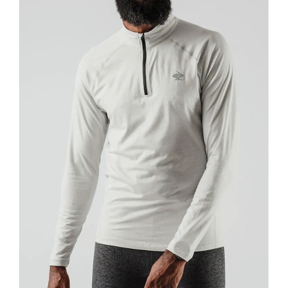 Rabbit Womens EZ Zip Heather Gray Long Sleeve Quarter Zip Running Top Small